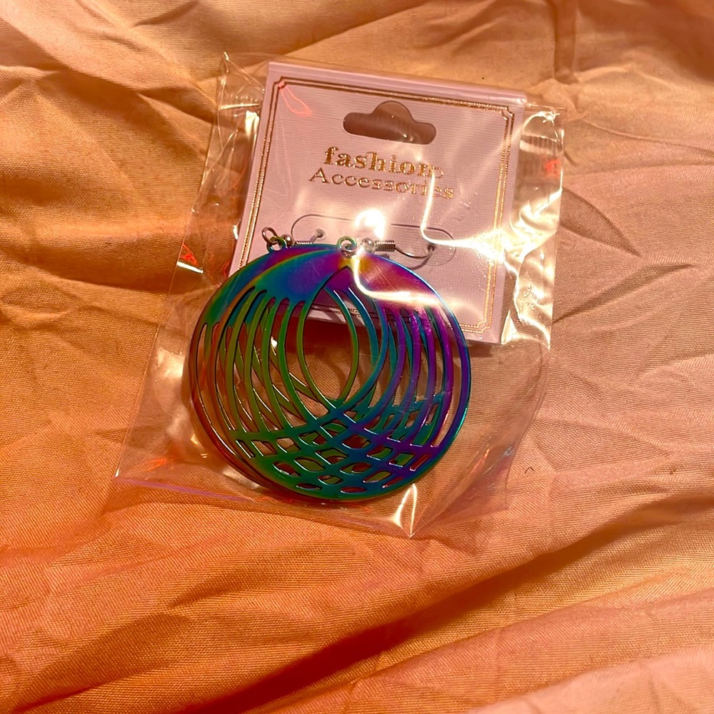 Cute holographic rainbow earrings